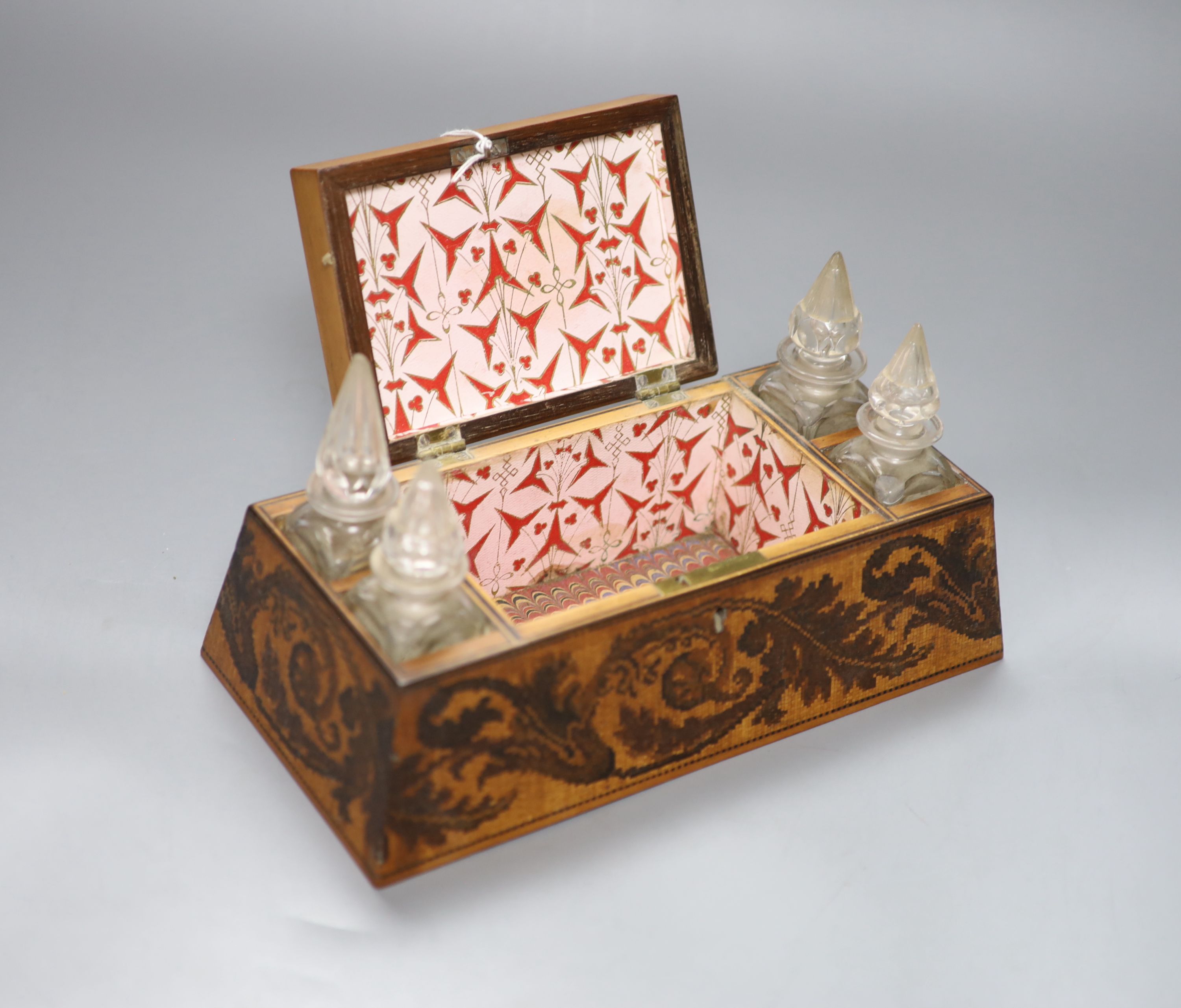 A Tunbridge ware sycamore and tesserae mosaic pin cushion, probably Nye, mid 19th century, 24.7cm